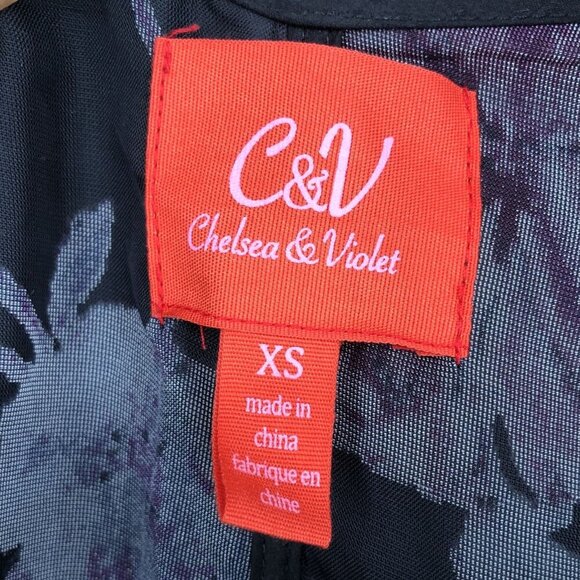 Chelsea & Violet Women's Sheer Velvet Burnout Floral Long Kimono Robe XS Black - Picture 3 of 6